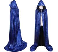 Full Length Sequin Cape Bling Bling Adult Glitter Cloak 1970's Abba Costumes for Halloween Christmas Mardi Gras Carnival Mama Mia Retro Party (Blue, 150CM)
