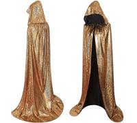 Full Length Sequin Cape Bling Bling Adult Glitter Cloak 1970's Abba Costumes for Halloween Christmas Mardi Gras Carnival Mama Mia Retro Party (Gold, 150CM)