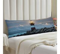 Full Long Sea Lighthouse Pillow Case 20x54 Inch Microfiber Body Pillow Cover with Invisible Zipper Decorative Protector Soft Breathable Pillowcase for Hot Sleepers Night Sweats