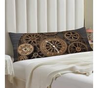 Full Long Steampunk Gears Clock Pillow Case 20x54 Inch Microfiber Body Pillow Cover with Invisible Zipper Decorative Protector Soft Breathable Pillowcase for Hot Sleepers Night Sweats