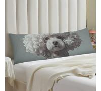Full Long White Poodle Pillow Case 20x54 Inch Microfiber Body Pillow Cover with Invisible Zipper Decorative Protector Soft Breathable Pillowcase for Hot Sleepers Night Sweats