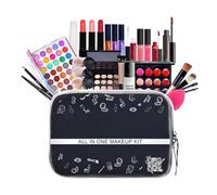 Full Makeup Kit - Travel Makeup Kit - Travel With Cosmetic Bag For Teens Women, Girls, Includes Eyeshadow, Lipstick, Blush, Brushes More