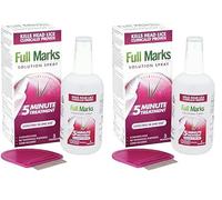Full Marks Head Lice Solution Spray 150 ml - Fast & Effective Nit Treatment with Comb, Scalp Scrub, Prevention, Kills Nits, Easy Application, Safe for Kids, No Harsh Chemicals (Pack of 2)