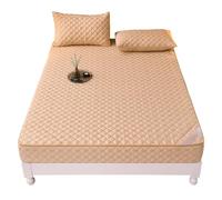 Full Mattress Protector Zipped Single/Double/King 70/135X190 Embroidery Mattress Topper Cover with Zip 6 Sided Zipper Closure Non-Slip Noiseless Breathable 5-30cm Deep Fitted Sheet(180X190+17cm,Camel)