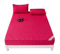 Full Mattress Protector Zipped Single/Double/King 70/135X190 Embroidery Mattress Topper Cover with Zip 6 Sided Zipper Closure Non-Slip Noiseless Breathable 5-30cm Deep Fitted Sheet(170X200+18cm,Red)