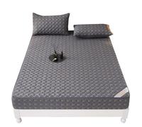 Full Mattress Protector Zipped Single/Double/King 70/135X190 Embroidery Mattress Topper Cover with Zip 6 Sided Zipper Closure Non-Slip Noiseless Breathable 5-30cm Deep Fitted Sheet(170X200+15cm,Gray A