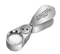 Full MetalJewelers Foldable Loupe 40X Illuminated Magnifier With LED UV Light Pocket Folding Jewelry Loop Jewellers Loupes Jewellers Loupe Glasses