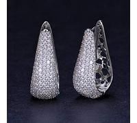 Full Micro Pave Zirconia Stone Gorgeous Rose Color Crystal Women Long Big Hoop Earrings