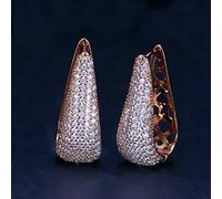 Full Micro Pave Zirconia Stone Gorgeous Rose Color Crystal Women Long Big Hoop Earrings