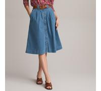 Full Mid-Length Skirt in Denim Double Stonewashed Denim
