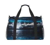 Full Moon and Foggy Clouds Print Weekender Bag,Gym Bag with,Carry On Luggage Overnight Weekend Bag, Holdall Handbag