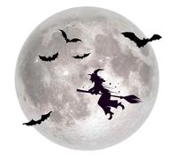 Full Moon and Witch Halloween Window Stickers | 6 x Bat Window Stickers | Double Sided Halloween Window Decals | Easy Install | Re-Usable | Available in 3 Sizes | Perfect for Shops or Homes