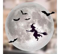 Full Moon and Witch Large Halloween Window Stickers | Double Sided Halloween Window Decals | Easy Install | Re-Usable | Available in 3 Sizes | Perfect for Shops or Homes