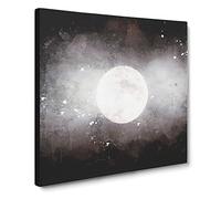 Full Moon at Dusk Paint Splash Canvas Print | Gallery Wrapped 30mm Frame Wall Art | 20x20 inches | Ready to Hang | Modern Space Picture | Living Room Bedroom Lounge Office