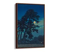 Full moon at Nagome, kawase hasui Canvas Floater Frame Print Picture Art - Walnut Frame 20 inch wide x 30 inch high