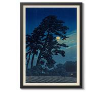 Full Moon At Nagome (Magome No Tsuki) Kawase Hasui Poster, Japanese Woodblock Ukiyo-E Print, Vintage Art Picture Painting Wall Art Exhibition, Archival Matte, A3 (Black Frame) - 42x29.7cm