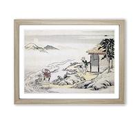 Full Moon At The Harvest By Kitagawa Utamaro Asian Japanese Framed Wall Art Print, Ready to Hang Picture for Living Room Bedroom Home Office Décor, Oak A4 (34 x 25 cm)