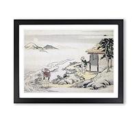 Full Moon At The Harvest By Kitagawa Utamaro Asian Japanese Framed Wall Art Print, Ready to Hang Picture for Living Room Bedroom Home Office Décor, Black A4 (34 x 25 cm)