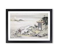 Full Moon at The Harvest by Kitagawa Utamaro Framed Print | A2 Black Framed Wall Art | Ready to Hang | Modern Space Picture | Living Room Bedroom Lounge Office