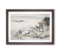 Full Moon at The Harvest by Kitagawa Utamaro Framed Print | A2 Walnut Framed Wall Art | Ready to Hang | Modern Space Picture | Living Room Bedroom Lounge Office