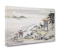 Full Moon at The Harvest by Kitagawa Utamaro Painting Canvas Print | Gallery Wrapped 30mm Frame Wall Art | 30x20 inches | Ready to Hang | Contemporary Space Picture | Living Room Bedroom Lounge Office