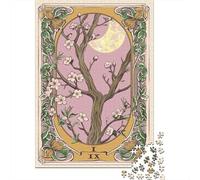 Full Moon Blossom Tarot Card Jigsaw Puzzles Puzzles for Adults Kids. 1000 Pieces Whimsical Challenge Toy Educational Game Home Decoration for Adults& Kids Age 14 Years Up 52x38cm/1000pcs