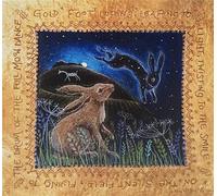 Full Moon Dance by Hannah Willow - UK Made Art Greetings Card - Hare Gazing up into The Night Sky - Birthday Card