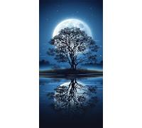 Full Moon Diamond Art Kits Adults, DIY 5D Large Diamond Painting Large Tree Full Square Drill Crystal Art Kits 11.8x31.5 Inch, Embroidery Cross Stitch Canvas for Home Wall Decor Gifts (SQ993)