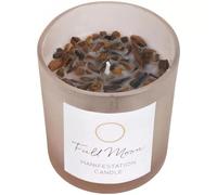 Something Different Full Moon Eucalyptus Crystal Chip Candle in Luxurious Glass-8 cm x 7.8 cm (1 Pc), Wax, Brown, 8cm x 7.8cm x 7.8cm