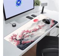 Full Moon Flowers Large Gaming Mouse Pad, XXL Extended Gamer Mouse Mat with Stitched Edges, 31.5x11.8x0.12 inch Non-Slip Rubber Base Gaming Desk Mat, Big Long Mousepad for Work, Game, Office, Home