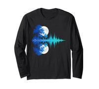 Full Moon Forest Sound Wave Reflection Art Guitar Long Sleeve T-Shirt
