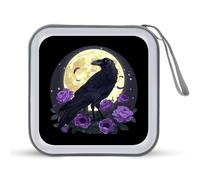Full Moon Gothic Witchy Crow Roses Mystical CD Case Portable DVD Storage Small CD Holder Organizer for Home Travel