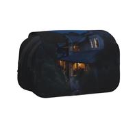 Full Moon In Night Print Large Capacity Pencil Case,Marker Pouch, Stationery Organizer Pouch,Portable Office Pen Bag