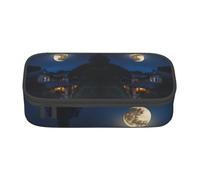 Full Moon In Night Print Large Capacity Pencil Pouch, Office Stationery Organizer, Portable Pen Bag For Office