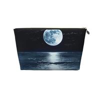 Full Moon in Night Printed Travel Cosmetic Bags with Gold Zipper Makeup Organizer Cosmetic Case Toiletry Bag for Women Mom Girls