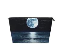 Full Moon in Night Printed Travel Cosmetic Bags with Silver Zipper Makeup Organizer Cosmetic Case Toiletry Bag for Women Mom Girls