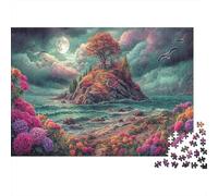 Full Moon Island Scenic 1000 Piece Jigsaw Puzzle Jigsaw Puzzle for Adults Floral View Paper Relaxation Gift 38x26cm/1000pcs