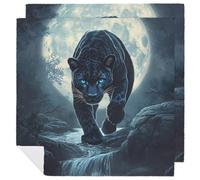 Full Moon Leopard with Blue Eyes Cloth Napkins Dinner Table Napkin for Party Weddings Cocktail