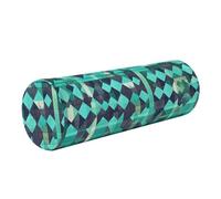 Full Moon Memory Foam Roll Pillow for Neck Support (prop1) Round Pillow Covers Decorative for Knee/Leg/Neck -Houndstooth Checked Turquoise Green