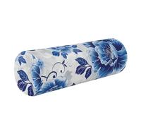 Full Moon Memory Foam Yoga Bolster Pillow Round (prop1) Long Round Pillow for Neck, Back, Arm and Leg Pain Relief - Chinese Style Jade Jewelry Blue Flower