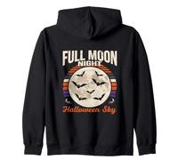 Full Moon Night Halloween Sky Bats Zip Hoodie