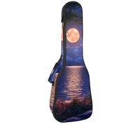 Full Moon Night Landscape Trees Flowers Magical Galaxy Ukulele Case, Padded Bag for 23 Inch Concert Ukulele, Waterproof & Durable