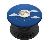 Full Moon Night Sky Clouds Stars Minimal Design PopSockets Adhesive PopGrip