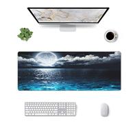 Full Moon On Sea Night Extended Big Mouse Pad Large,XL Gaming Mouse Pad Desk Pad,31.5x11.8in Long Computer Keyboard Mouse Mat Mousepad with 3mm Non-Slip Base and Stitched Edge for Home Office Work