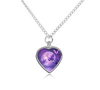 Full Moon over Ocean Butterfly Pet Urns Necklace Jewelry Printed Heart Pendant Cremation Ashes Necklaces Keepsake with Funnel Kit