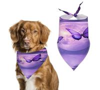 Full Moon over Ocean Butterfly Triangle Dog Bandana Adjustable Pet Bibs Summer Washable Scarf for Small Medium Large Pets