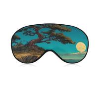 Full Moon Over Ocean Pine Tree Soft Sleep Mask Funny Eye Shade Blindfold Eyemask for Travel Sleeping