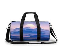 Full Moon Over Rolling Hill Abstract Minimalist Boho Travel Gym Bag for Women Men Cylindrical Duffle Bag Sport Workout Bag with Shoulder Strap