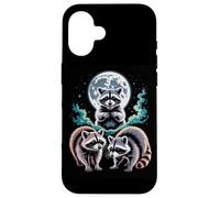 Full Moon Raccoon Trio Night Forest Wildlife Case for iPhone 16