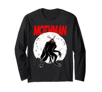 Full Moon Red Eyed Mothman Cryptid Cryptozoology Folklore Long Sleeve T-Shirt